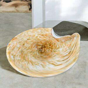 Vintage Venetian Italian Art Glass Dish Bowl Centerpiece With Multicolor Pattern